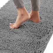 Bath Rug Mat 24x17, Thick Soft Absorbent Chenille, Rubber Backing Quick Dry M...
