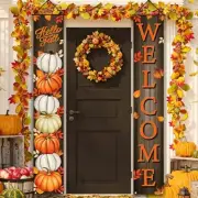 Pumpkin Maple Leaves Leaf Door Fall Decorations Porch Banner Fall No light