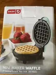Dash Mini Aqua 4" Waffle Maker Non Stick New