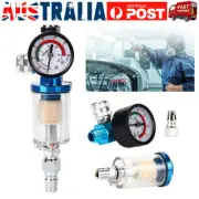 1/4" Mini Air Pressure Regulator Gauge Spray Gun & In-Line Water Trap Air Filter
