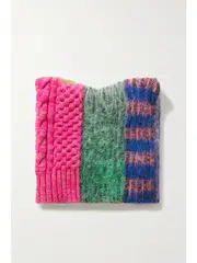 [AGR] AGR - Color-block Brushed Wool-blend Beanie - Pink - One size One size Pink