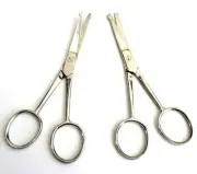 2pc 3.5" Straight & Curved Mustache Nose Ear Beard Hair Remover Scissors Trimmer