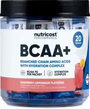 Nutricost BCAA+ Hydration Raspberry Lemonade (20 Stickpacks) - Branched Chain Am