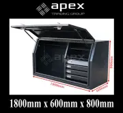 BRAND NEW 2MM TOOLBOX FLAT BLACK ALUMINIUM TOOL BOX-UTE TRUCK STORAGE-1868FDFPBL
