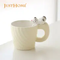 在飛比找momo購物網優惠-【Just Home】貓緣子陶瓷馬克杯400ml 米白色(杯