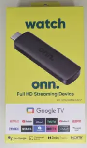 Onn 2K FHD Streaming Stick Android TV Voice Remote Netflix Google Assist Free TV