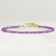 Amethyst Bracelet Tiny 2.0mm Bead Stacking February Birthstone Genuine Gemstone