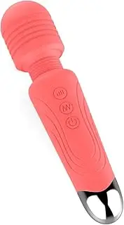 Portable Vibrator Personal Wand Massager - 8 Vibration Modes * 20 Speeds - USB Charger + Waterproof - Coral