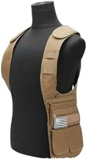 [DINGBRIDGE] Tactical Sling Bag, Military Style Crossbody Pack with USA Flag Patch, Multiple Pockets, Khaki, Gray/Green, Standard, Tactical