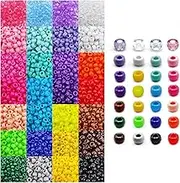 Pony Beads, 4200pcs 28 Colors Plastic Beads for Craft Bracelets Making, Hair Braids, DIY Projects - Individually Wrapped (6x9mm)