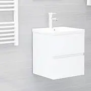 Engineered Wood Bathroom Vanity Sink Cabinet, White Finish, Storage Drawer, Compact Design for Small Spaces