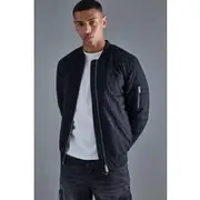 Mens Black Embossed Dogtooth Bomber Jacket