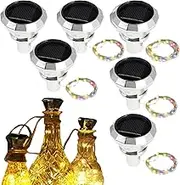 Led Bottle Lights - 6X Wire Cork Lights,Solar Powered Waterproof Lamp, Outdoor Decor for Patio Holiday Wedding Garden Pathway