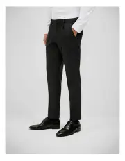 [Politix] Travel Performance Jersey Check Tailored Pant in Charcoal