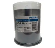 PHILIPS 200 Blank DVD-R DVDR 16X Silver Shiny Top 4.7GB Disc Spindle CB 2x100pk