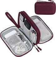 FYY Electronic Organizer, Travel Cable Organizer Bag Pouch Electronic Accessories Carry Case Portable Waterproof Double Layers Storage Bag for Cable, Cord, Charger, Phone, Earphone, Medium Size, Wine