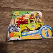 Fisher-Price Imaginext Jurassic World - Dr. Grant & 4x4 Truck with Raptor New A1