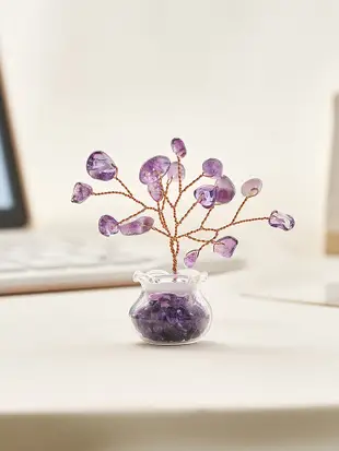 創意迷你發財樹指尖盆栽辦公室桌面工位小擺件仿真水晶花裝飾 (8.3折)