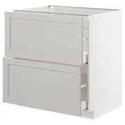METOD base cb 2 fronts/2 high drawers, white Maximera/Lerhyttan light grey, 80x60x80 cm