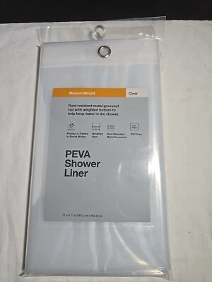 Peva Shower Liner Medium Weight Clear 71" x 71" New, Sealed
