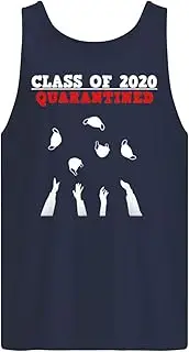 [VidiAmazing] Class of 2020 Funny Senior Frends Quarantine Graduation Shirt Men's Tank Top Navy Blue