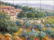 Tuscan Tile Backsplash Margosian Villa Olive Grove Art Ceramic Mural JM117