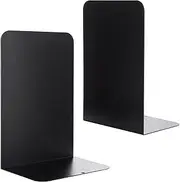 2pcsMetal Book Ends Book Ends Decorative Bookends Book Ends for Shelves Book Holder (Black)