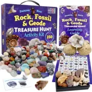 Rock, Mineral & Geodes Treasure Hunt Activity Kit (250 Pc Set) Real Shark Tee...