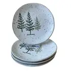 Potter's Studio Christmas Pine Tree Salad Plates 7.5in Green & White Holiday NEW