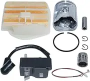 Ignition Coil 44mm Piston Kit for for Husq/Varna 450 Air Filter Cleaner Needle Bearing Chainsaw Replace Garden Tool Part