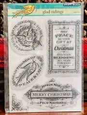 PENNY BLACK STAMPS GLAD TIDINGS PHOTOPOLYMER STAMP SET NEW CHRISTMAS SEALS FRAME