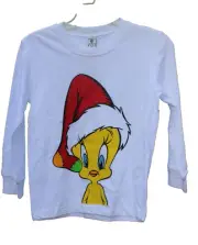Vntg Warner Bros. Kids Unisex Tweety Looney Tunes Sz Med Christmas Holiday NOS