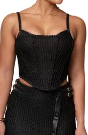 JLUXLABEL Harley Textured Faux Leather Corset Top in Black at Nordstrom, Size Small