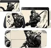 PlayVital Full Set Protective Skins for Nintendo Switch OLED Console & Joycon, Customized Vinyl Decal Sticker Wrap for Nintendo Switch OLED & Dock & Hand Grips - Inkblade Wukong
