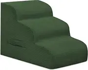 Dog Steps for Small Dogs, 3-Step Dog Ramp and Stairs for High Beds and Sofa, Non-Slip Pet Stairs Removable and Easy to Clean Cover, Green