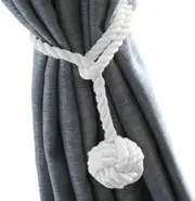Curtain Tiebacks - 2/4 PCS Handmade Rural Decorative Curtain Holdbacks (White)
