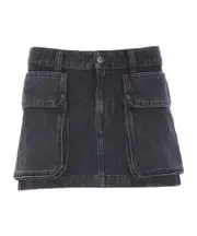 Diesel De-Ton Cargo Pocket Mini Denim Skirt 24,25,26,27,28 Black