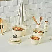 GLASSLOCK Chef Topf Kangaroo Pot, Non-Stick, Gas, Electric and Induction Kitchen Cookware, Dishwasher Safe (Ivory, Various Sizes) (20cm)
