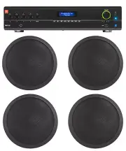 JBL Commercial 70v Amp+(4) Black 6" Ceiling Speakers For Restaurant/Bar/Cafe