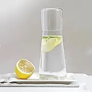 Daseeme Clear Bedside Water Carafe Set with Tumbler Glass for Bedroom Nightstand, Night Water Carafe with Glass, Mouthwash Decanter for Bathroom,Glass Water Carafes with Cup Set in Guest Room (30 oz/8