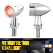 Chrome Mini Motorcycle Bullet Amber+Red LED Turn Signal Blinker Brake Light USA