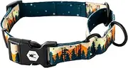 Wolfgang Heavy Duty Martingale Dog Collar with Quick Release Nylon Buckle for Walking & Training, Overland Print, Small
