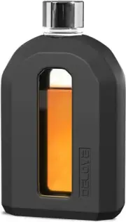 Delove Modern Glass Hip Flask with Silicone Sleeve- Small Portable Black