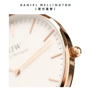 Daniel Wellington DW 手錶 Classic Roselyn 36mm玫瑰紅織紋錶-白錶盤-玫瑰金框 DW00100271