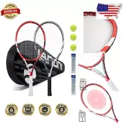 Premium Adult Tennis Racket Set - 27” Pre-Strung Rackets & Accessories Included