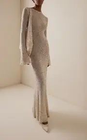 [Gabriela Hearst] Chandra Glass Beaded Cashmere-Silk Knit Maxi Dress