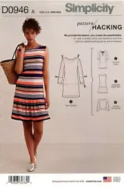 Simplicity D0946 Basic KNIT DRESS Tie Back, Ruffle Tunic, Slash Top Sz 4-26 8375