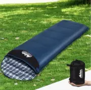 Weisshorn Sleeping Bag Single Camping Hiking Winter Thermal 0℃ to +20℃ Blue