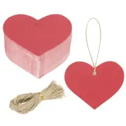 200Pcs Kraft Paper Gift Tags String 2.2 x 2.6 Inch Heart Shape Glittery Red
