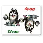 Alaskan Malamute Clean Dirty 3 1/2" x 2 1/2" Steel Cased DISHWASHER MAGNET